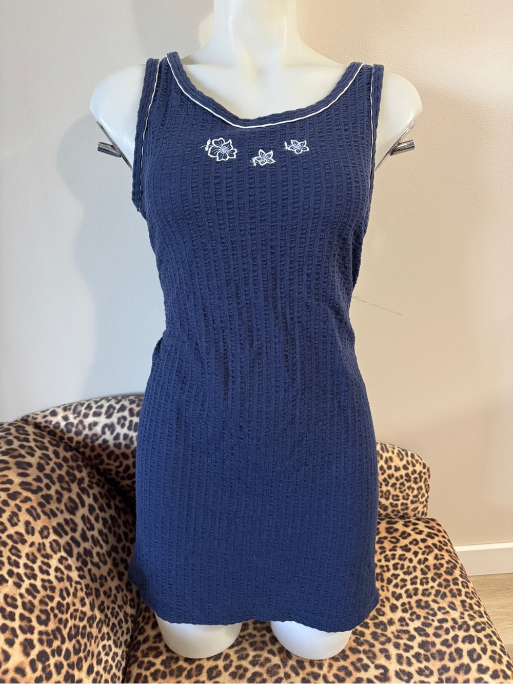 90s Claudel Navy Waffle Knit Tank Dress